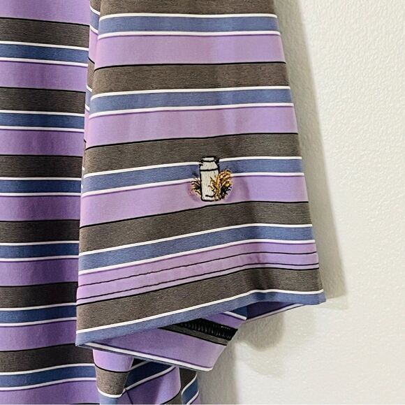 Peter Millar Summer Comfort Purple Stripe Golf Polo XL White Manor CC Excellent - Picture 2 of 10